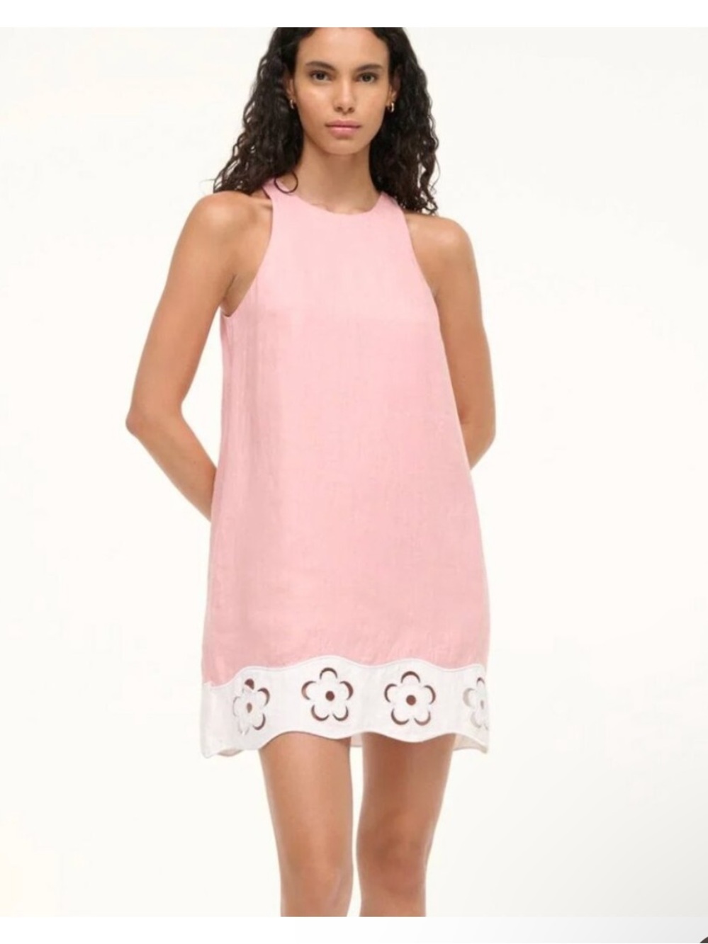 Staud Mika 100% Linen Dress - Pale Pink & White - Picture 2 of 14